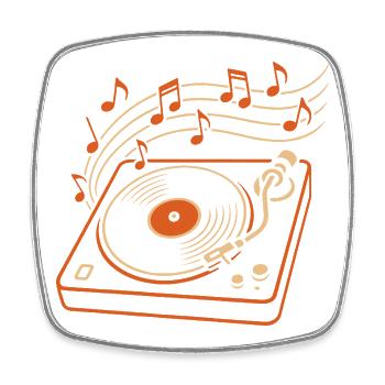 Tourne-disque vinyle pour les mélomanes - Magnet carré - blanc - Devant