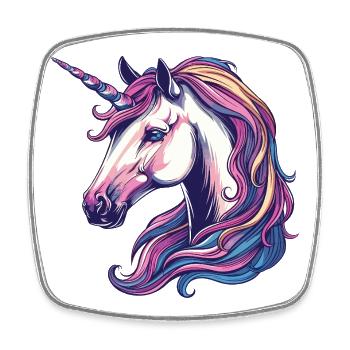 Fantasy unicorn with rainbow mane - Square fridge magnet - white - Front
