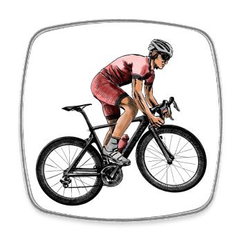 Dynamic cyclist in competition - Square fridge magnet - white - Front