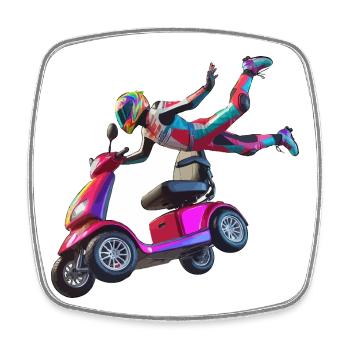 Mobility scooter stunt - Square fridge magnet - white - Front