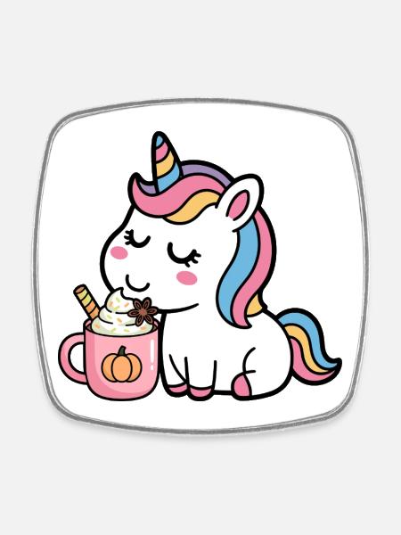 LICORNE - Magnet carré - blanc