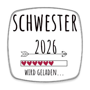 Werdende Schwester 2026 Geschenk Schwangerschaft - Viereckiger Kühlschrankmagnet - Weiß - Vorne