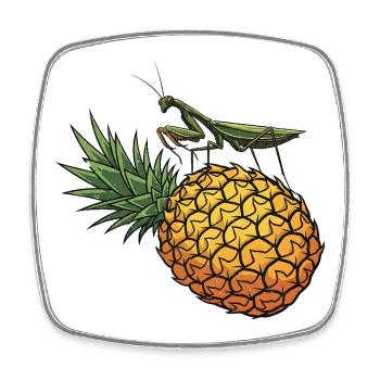 Ananas avec illustration de sauterelle - Magnet carré - blanc - Devant