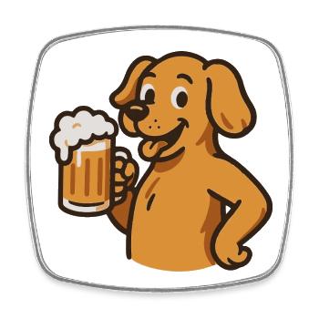 Drôle de chien avec motif de verre à bière - Magnet carré - blanc - Devant