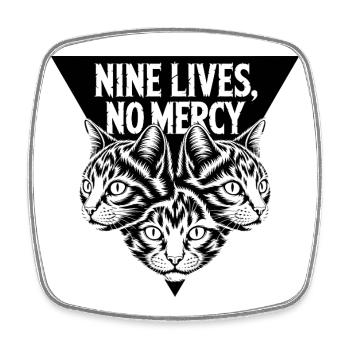 Nine Lives No Mercy Cat Trio - Square fridge magnet - white - Front