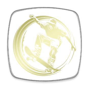 Skateboarding Silhouette Skateboard - Magnet carré - blanc - Devant