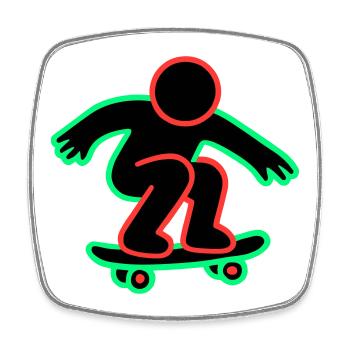 Neon Skateboarder Line Art - Square fridge magnet - white - Front