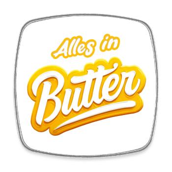 all in butter - Square fridge magnet - white - Front
