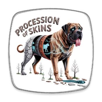 Cyborg Mastiff Skin Layers - Square fridge magnet - white - Front