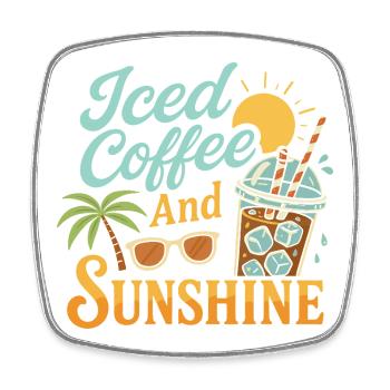 Eiskaffee und Sonnenschein - Viereckiger Kühlschrankmagnet - Weiß - Vorne