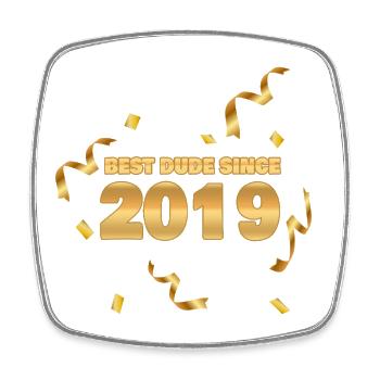 2019 - Viereckiger Kühlschrankmagnet - Weiß - Vorne