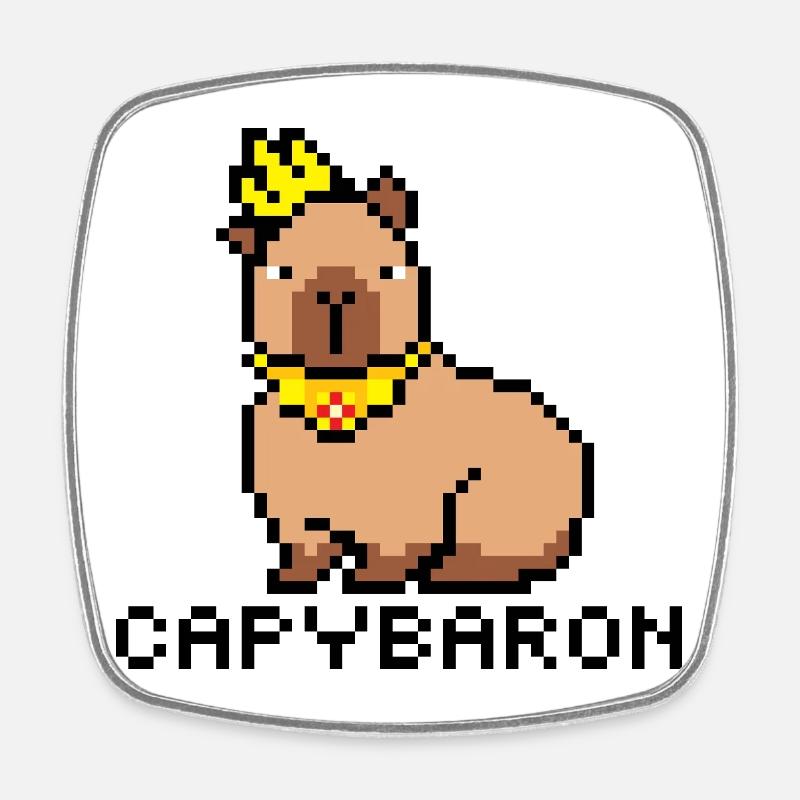 capybaron Pixelart - Viereckiger Kühlschrankmagnet - Weiß