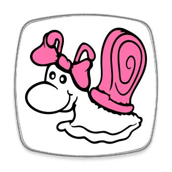 Snail Girl Female Cute Pretty Bow Woman - Square fridge magnet - white - Front