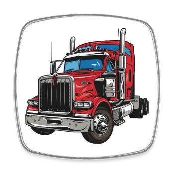 Roter Lastwagen Illustration - Viereckiger Kühlschrankmagnet - Weiß - Vorne