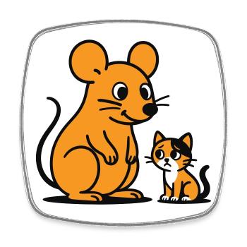 Kuschelige Maus und Kätzchen Duo - Viereckiger Kühlschrankmagnet - Weiß - Vorne
