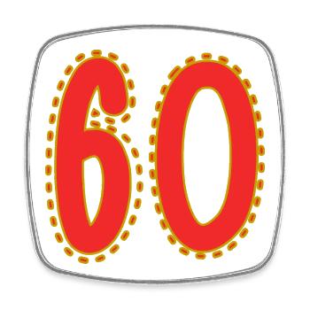 60. 60 JAHRE. 60-JÄHRIGES JUBILÄUM. 60. GEBURTSTAG. - Viereckiger Kühlschrankmagnet - Weiß - Vorne