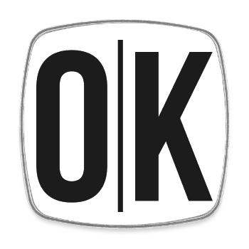 OK Split Monochrome Logo - Square fridge magnet - white - Front