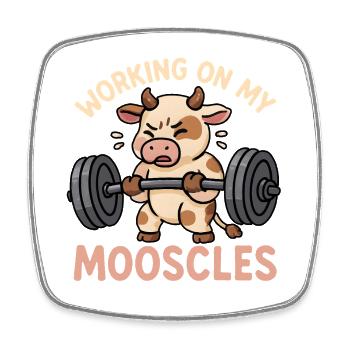 Kuh - Working on my Mooscles - Lustiges Gym-Design - Square fridge magnet - white - Front