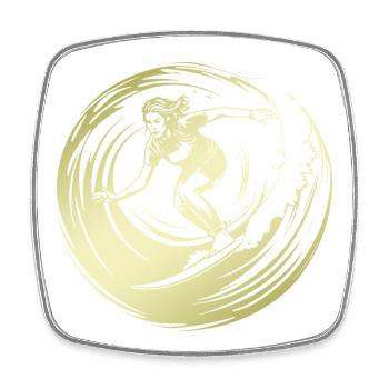 Silhouette de surfeur Surf - Magnet carré - blanc - Devant