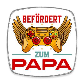 Werdender Vater BEFÖRDERT ZUM PAPA Lustiges - Viereckiger Kühlschrankmagnet - Weiß - Vorne