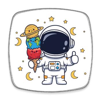Astronaute, Oeuvre, Nourriture, Espace, Humour - Magnet carré - blanc - Devant