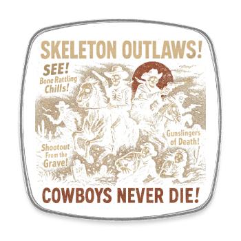 Skeleton Outlaws Cowboy Movie Poster Halloween - Square fridge magnet - white - Front