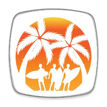 Sunset Surfer Palm Trees - Square fridge magnet - white - Front