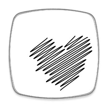 Zwei Herzen Scribble - Viereckiger Kühlschrankmagnet - Weiß - Vorne