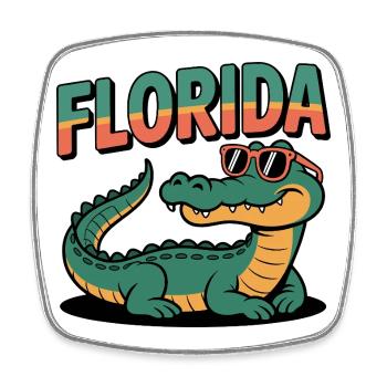 Florida Alligator - Square fridge magnet - white - Front