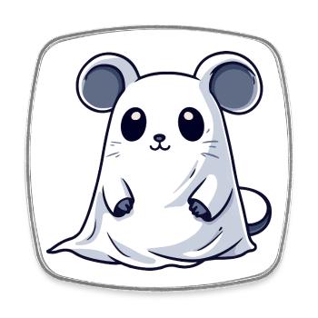 Maus Halloween Geist - Viereckiger Kühlschrankmagnet - Weiß - Vorne
