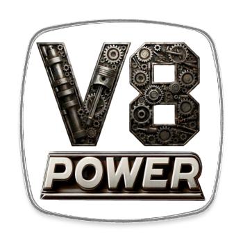 V8 Power - Square fridge magnet - white - Front