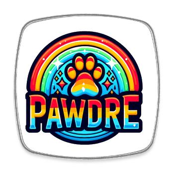 Regenbogen Pfotenabdruck, Papa Hund Liebhaber - Viereckiger Kühlschrankmagnet - Weiß - Vorne