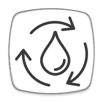 Wasserrecycling-Symbol mit Tröpfchen und Pfeilen - Viereckiger Kühlschrankmagnet - Weiß - Vorne