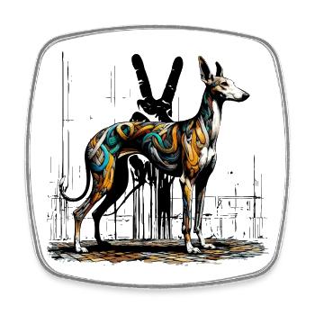 Galgo StreetArt Nr.04b - Viereckiger Kühlschrankmagnet - Weiß - Vorne