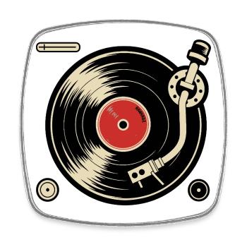 Disques vinyles Platine vinyle Platine vinyle Graphisme - Magnet carré - blanc - Devant