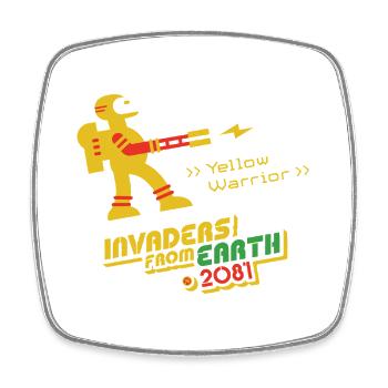 Envahisseurs de la Terre 2081 GUERRIER JAUNE - Magnet carré - blanc - Devant