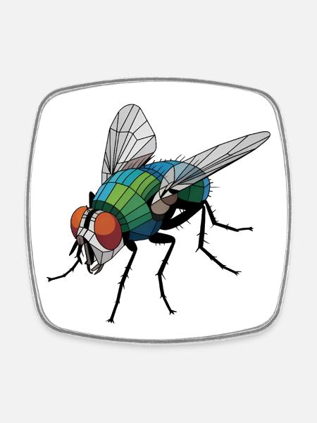 Fly - Cooles Low-Poly-Logo - Viereckiger Kühlschrankmagnet - Weiß