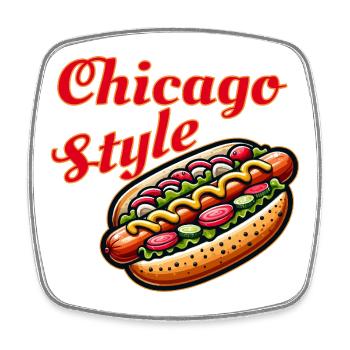 Chicago Style Hot Dog - Square fridge magnet - white - Front