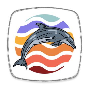 Dolphin in wave pattern - Square fridge magnet - white - Front