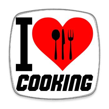 i_love_cooking_02 - Square fridge magnet - white - Front