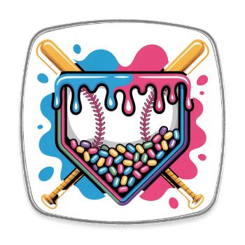 Baseball Home Plate Jelly Beans Zuckerguss - Viereckiger Kühlschrankmagnet - Weiß - Vorne