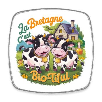 Cadeau Bretagne Drôle La Bretagne C’est Bio-tiful - Magnet carré - blanc - Devant