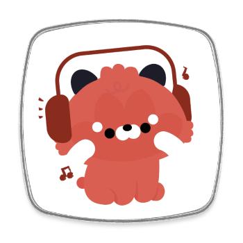 Kawaii Red Panda Musik - Viereckiger Kühlschrankmagnet - Weiß - Vorne