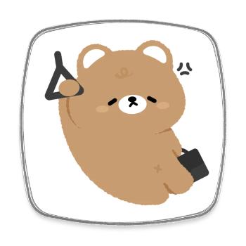 Ours Kawaii Fatigué - Magnet carré - blanc - Devant