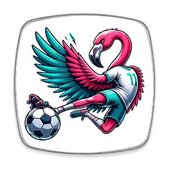 Flamingo Footballer 11 Coup de pied acrobatique - Magnet carré - blanc - Devant