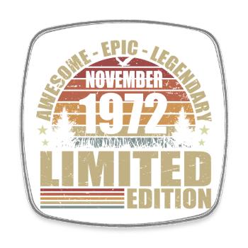 November 1972 Limited Edition Retro November 1972 - Viereckiger Kühlschrankmagnet - Weiß - Vorne