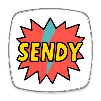 SENDY! - Viereckiger Kühlschrankmagnet - Weiß - Vorne
