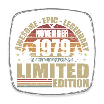 November 1979 Limited Edition Retro November 1979 - Viereckiger Kühlschrankmagnet - Weiß - Vorne