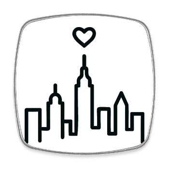 Urbanes Herz in schwarzer Silhouette - Viereckiger Kühlschrankmagnet - Weiß - Vorne