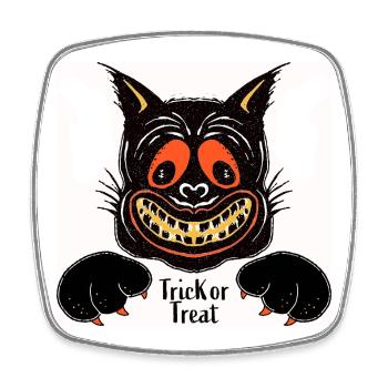 Grinning Cat Halloween - Square fridge magnet - white - Front